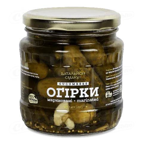 Огірки Батальйон смаку мариновані, 480мл