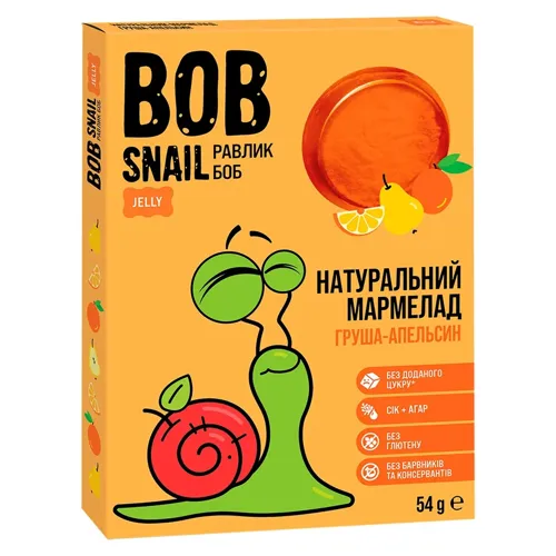 Мармелад Bob Snail Груша-апельсин натуральний без цукру 54г