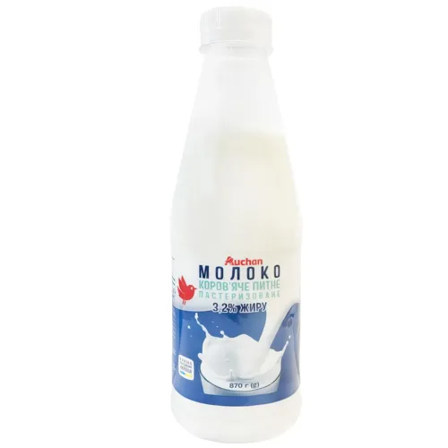 Молоко Ашан пастеризоване 3,2% 870г