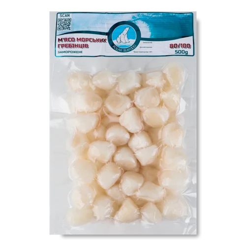 М'ясо Морських Гребінців В/у, Заморожене, 80/100 Polar Seafood, 500г