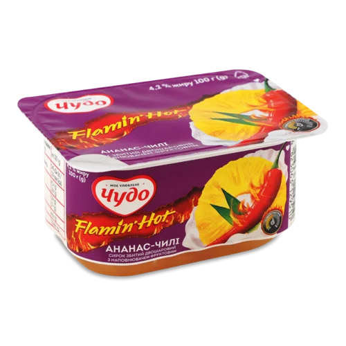 Сирок Збитий Двошаровий Ананас-Чилі Flamin' Hot Чудо, 4.2% ст, 100г