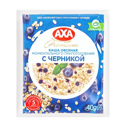 Каша вівсяна миттєвого приготування з чорницею Premium Аха м/у 40г