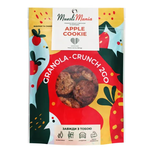 Гранола-кранч з яблуком та корицею Apple Cookie Muesli Mania д/п 90г