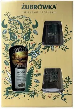 Настойка Zubrowka Zlota 0.7л 37.5% + 2 стакана