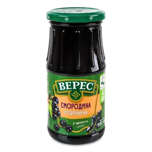 Ягода Смородина Подрібнена З Цукром Стерилізована Верес скляна банка 530г
