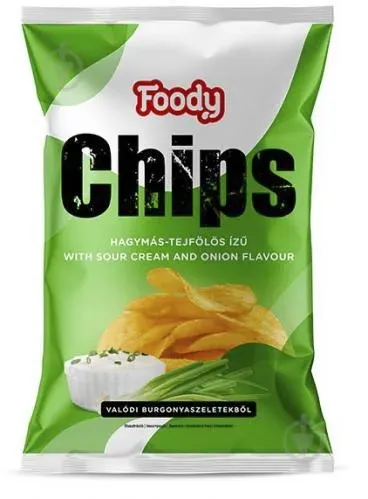 Чіпси картопляні FOODY зі смаком сметани та цибулі 75гр