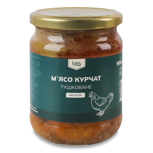 М'ясо Курчат Тушковане В/с Скляна Банка 500г