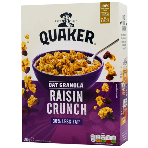 Гранола Quaker вівсяна з родзинками 500г