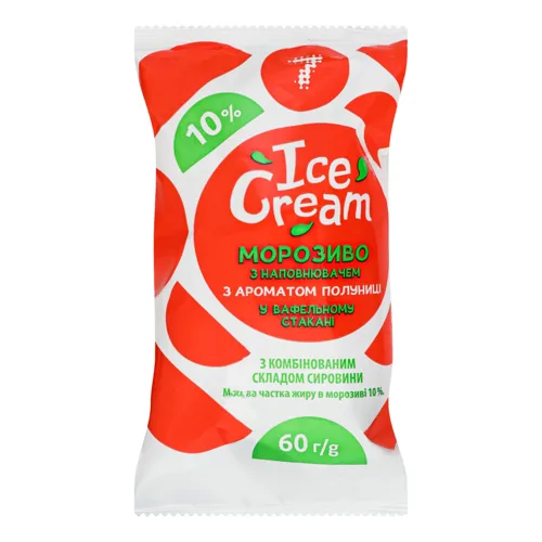 Морозиво 10% у вафельному стаканчику з ароматом полуниці Семерка м/у 60г
