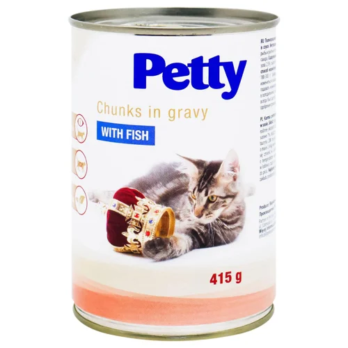 Корм Petty шматочки в підливі з рибою для котів 415г