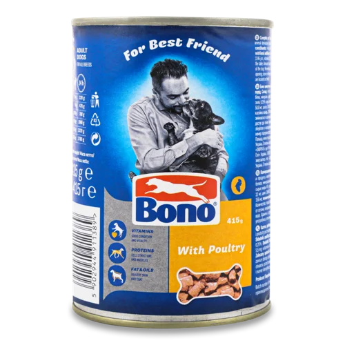 Корм Для Собак Bono З Птицею, В/Б, 415 г, Польща