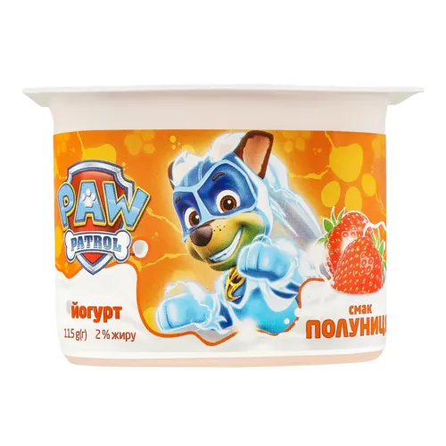 Йогурт 2% Полуниця Paw Patrol Danone ст 115г