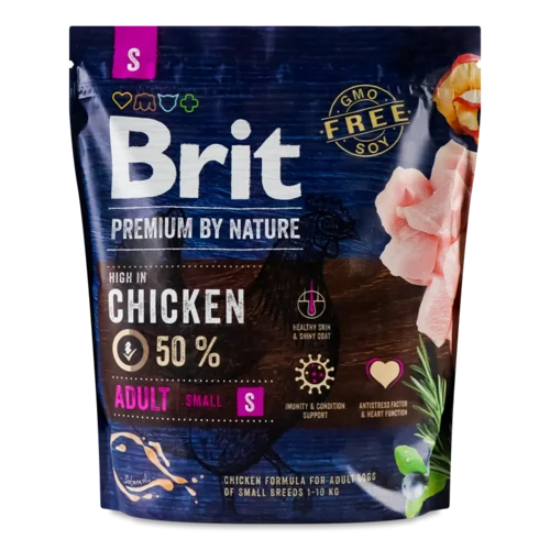 Корм для дорослих собак Brit Premium Adult S з куркою сухий