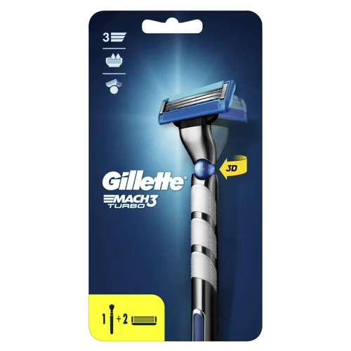 Станок для гоління Gillette Mach 3 Turbo 3D чоловічий з 2 змінними картриджами