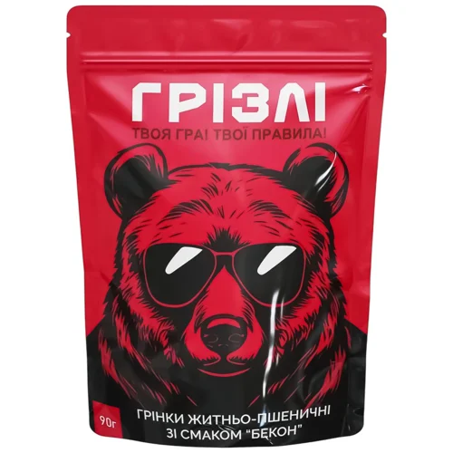 Грінки Грізлі житньо-пшеничні зі смаком Бекон 90г
