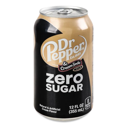 Напій Dr.Pepper Cream Soda Zero, Газований, з/б, 0.33л