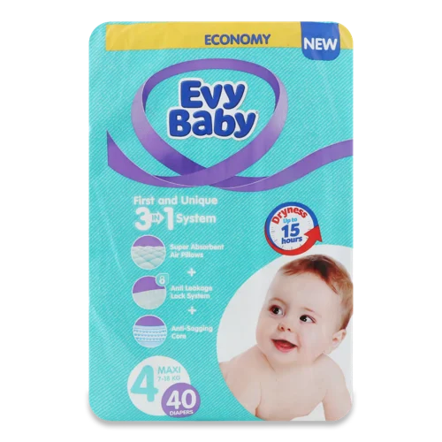 Підгузки Для Дітей Maxi Evy Baby 7-18кг, 40шт, В/ґ
