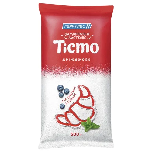 Тісто Геркулес листково-дріжджове заморожене 500г
