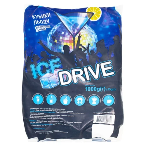 Лід Ice Drive кубики для коктейлів та напоїв 1кг