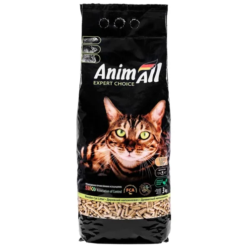 Наповнювач гігієнічний AnimAll для котів деревинний 3кг