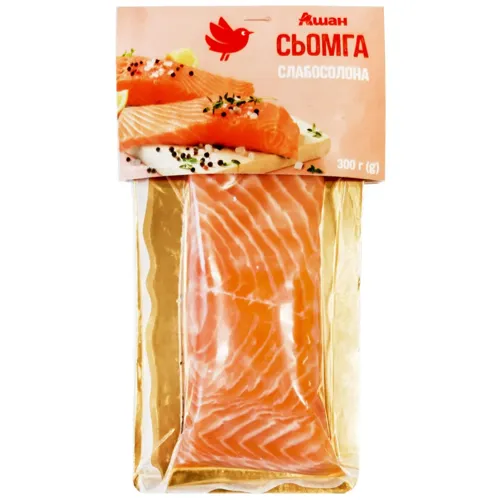 Сьомга Ашан філе-шматок слабосолена 300г