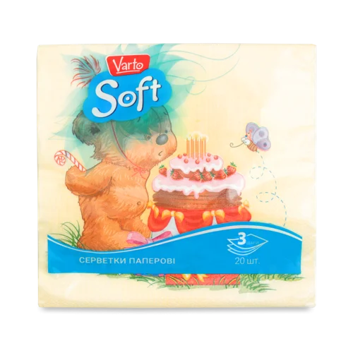 Паперові Серветки Soft Varto 3-шарові, 20 шт