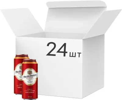 Упаковка пива Mecklenburger Pilsener світле фільтроване пастеризоване 5%, 0.5л x 24 шт