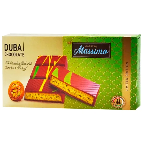 Шоколад Maestro Massimo Дубаї з фісташковою начинкою 200г