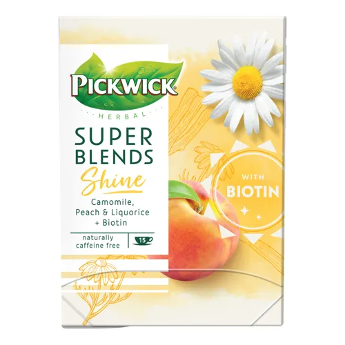 Чай трав'яний «Pickwick Super Blends Shine» ромашка-персик-лакриця-біотін в пакетиках 15х1,5г
