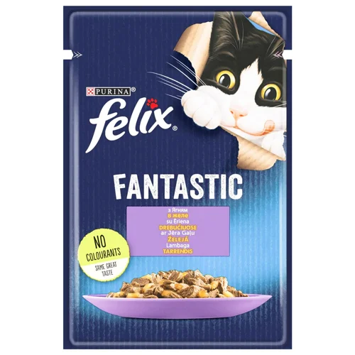 Корм вологий Felix Fantastic з ягням для котів 85г