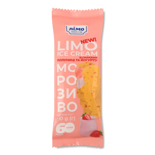 Ескімо Морозиво 10% Зі Смаками Полуниці Та Йогурту В/ґ В Кондитерській Глазурі З Повітряним Рисом, 80г