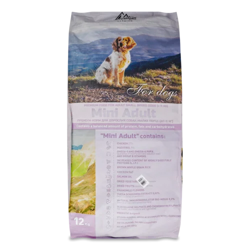 Корм Сухий Для Дорослих Собак Малих Порід, Mini Adult Premium, Carpathian Pet Food, в/к, 12кг