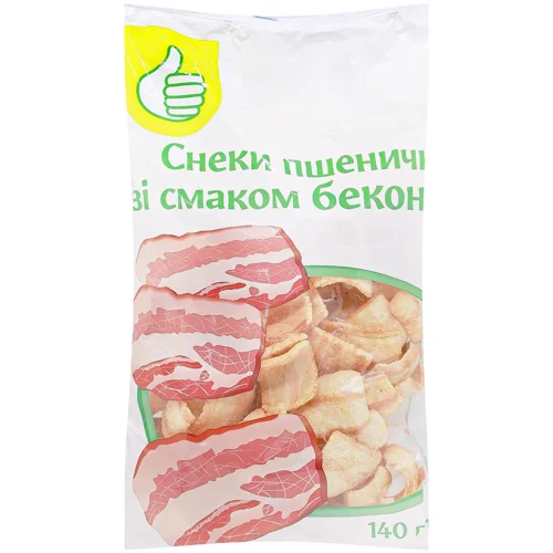 Снеки Auchan пшеничні зі смаком бекону 140г
