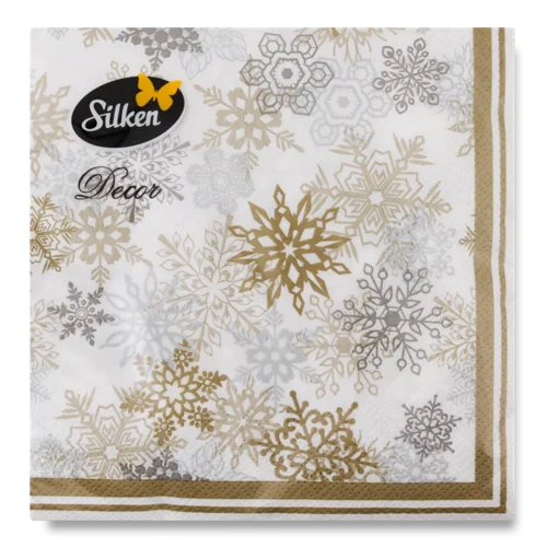 Серветки паперові 3-шарові 33x33 см Новорічні Silken, 18 шт, в/ґ