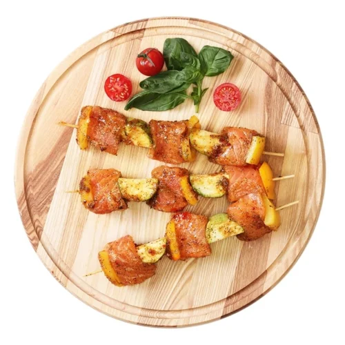 Шашлик із лосося з овочами в маринаді охолоджений