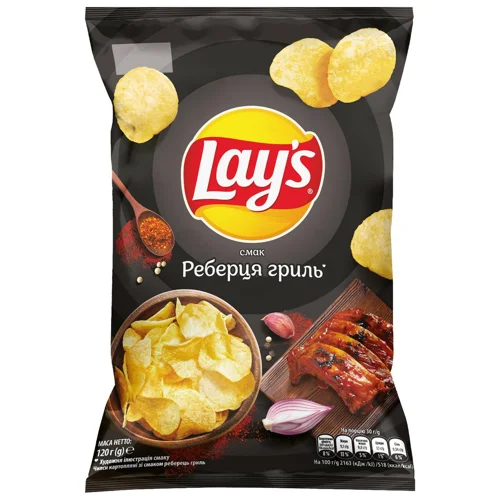 Чипси Lays зі смаком реберець гриль 120г