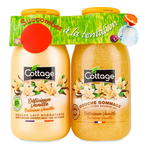 Душ Молочко Delicious Vanilla 250мл + Гель-ексфоліант для душу Delicious Vanilla 270мл Дуо Cottage