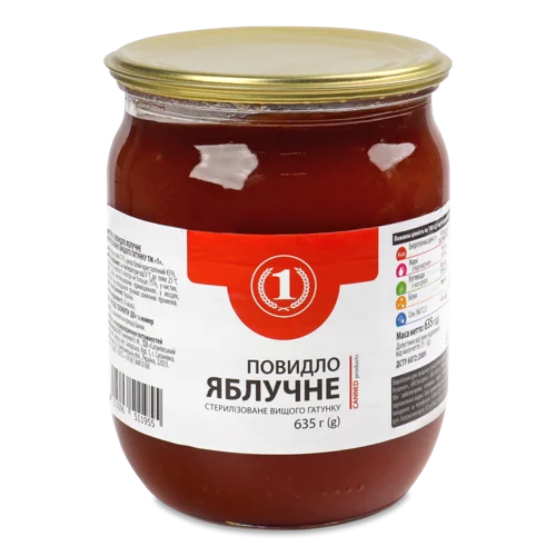 Повидло Яблучне Стерилізоване ТМ '1' у Скляній Банці, 635г