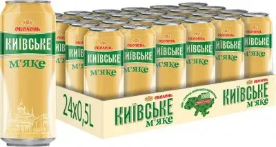 Упаковка пива Оболонь Київське м'яке світле фільтроване 4.2% 0.5л х 24 шт