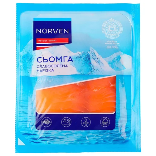 Сьомга Norven слабосолена нарізка 50г