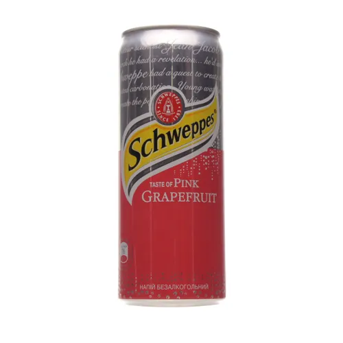 Напій безалкогольний сильногазований Pink Grapefruit Schweppes з/б 0.33л