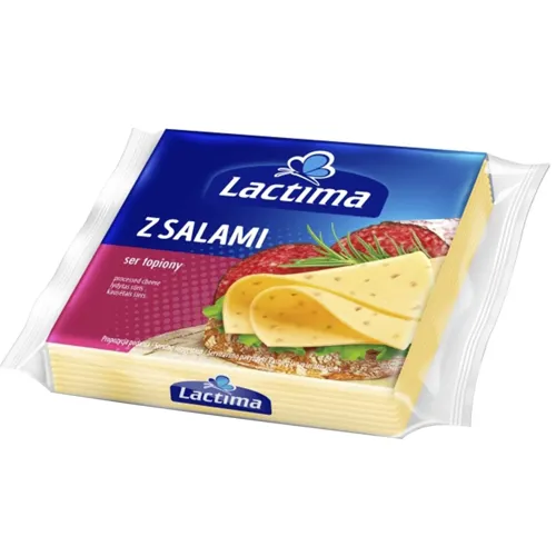 Сир Lactima скибочки плавлений з салямі 130г