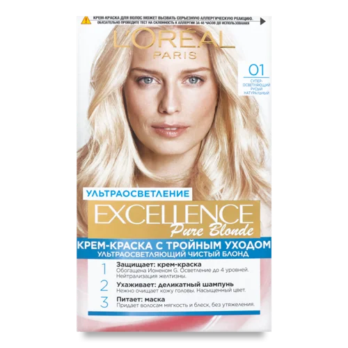 Фарба Для Волосся Освітлююча Натуральна Русява 01 Excellence Pure Blonde Лореаль Париж 1шт
