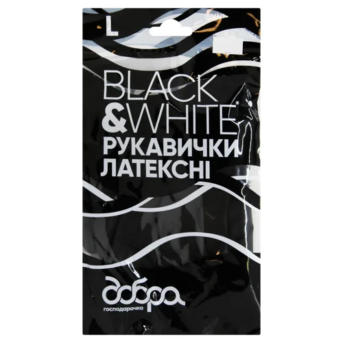 Рукавички господарські Добра Господарочка Black&White латексні L