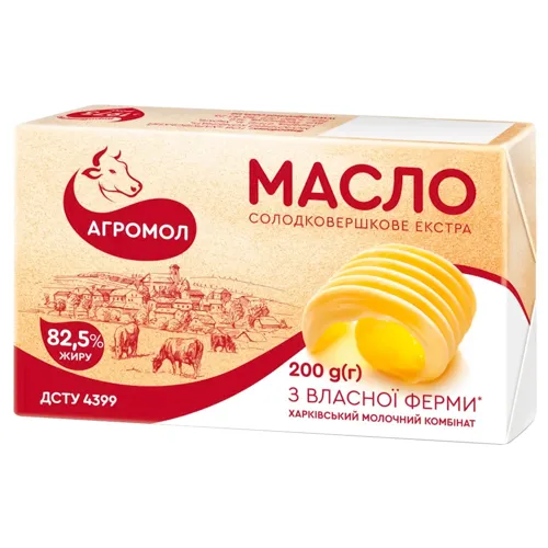 Масло Агромол Селянське солодковершкове 82,5% 200г