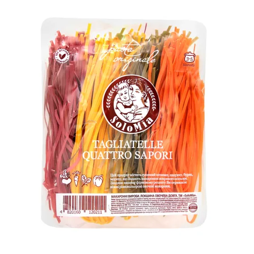 Макаронні вироби Solomia Локшина овочева довга 4 кольори 350г п/е
