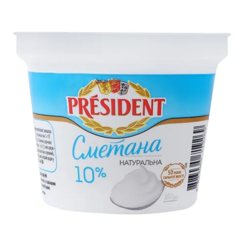 Сметана 10% President ст 180г