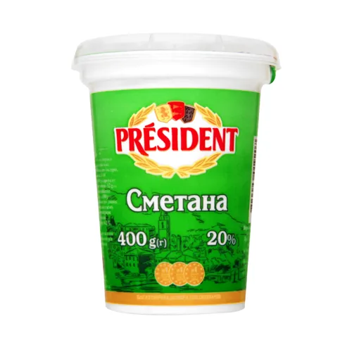 Сметана 20% President ст 400г