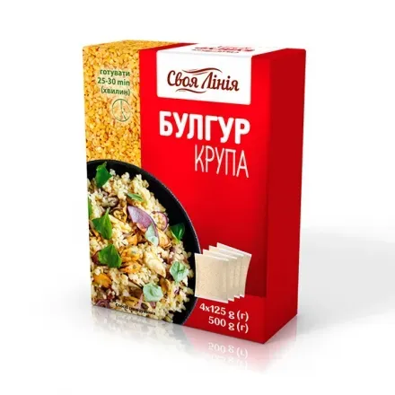Крупа 0,5кг Своя лінія булгур 4х125г картонна упаковка