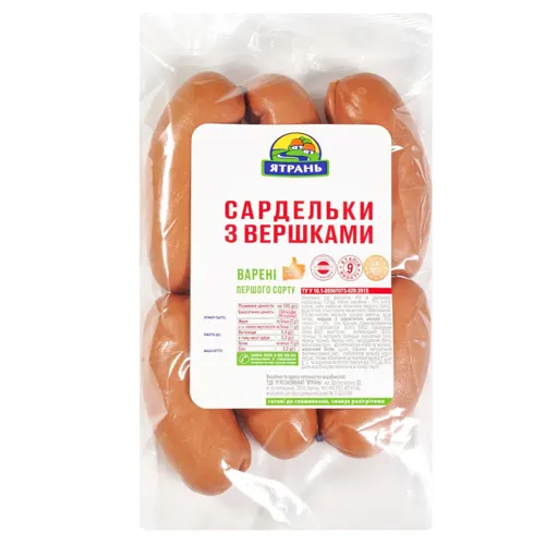 Сардельки Ятрань з вершками варені першого сорту вагові